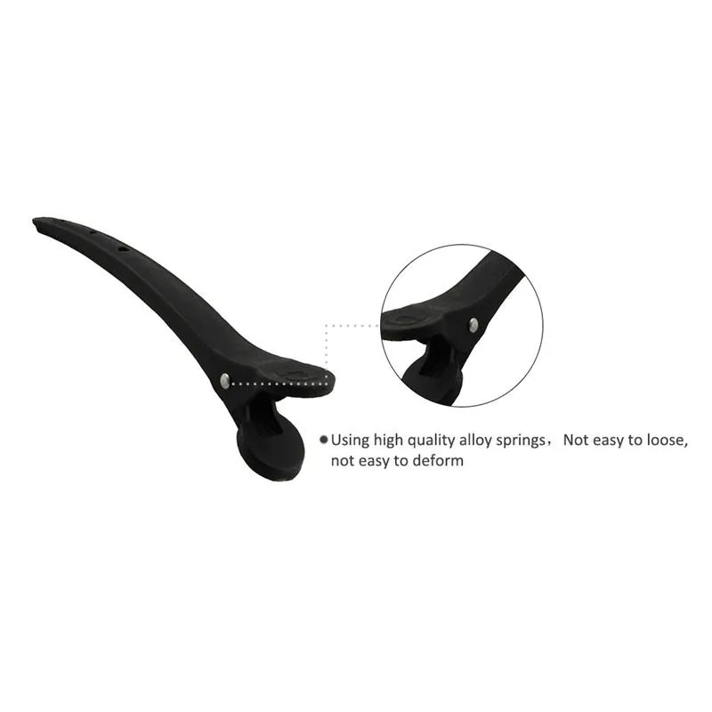 10pcs Black Clip Flat Duck Mouth Professional Carbon Salon Styling Cutting Hair Clips_voghion.com