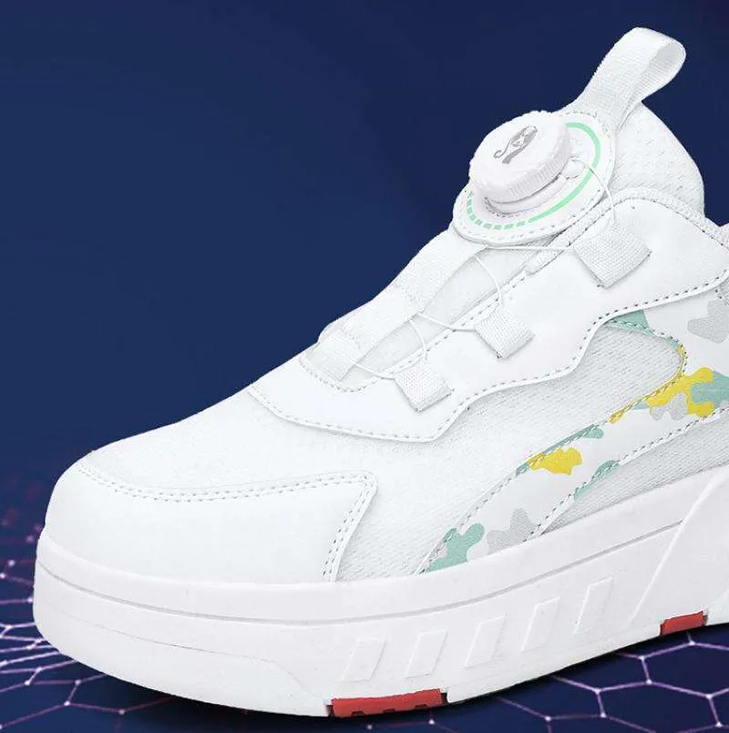 Kids Roller Skate Shoes Boys Girls Fashion Casual Runaway 4 Wheels Deformation Sneakers Adults Teenagers Children_voghion.com