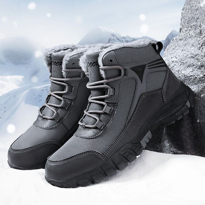 Grensoverschrijdende antislip wandelschoenen in grote maten, sneeuwfleece-verdikte sneaker, waterdicht, koudebestendig, warm, hoog model katoen_voghion.com