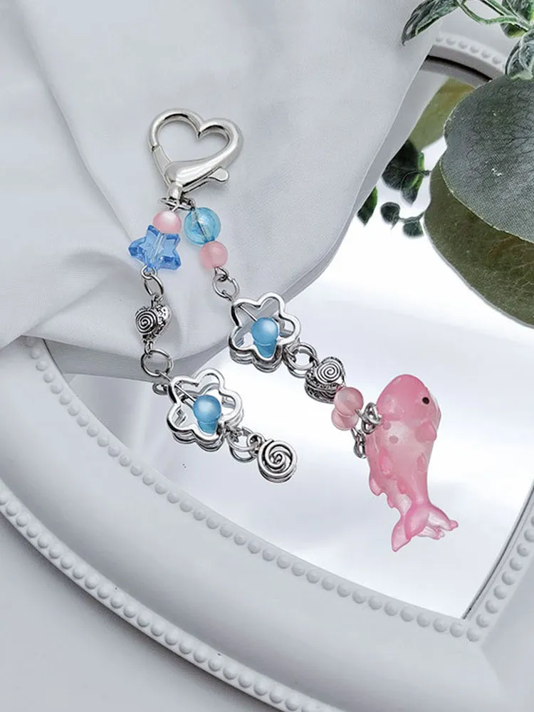Y2k Ästhetischer Marine-Schlüsselanhänger, süße Mädchen, Rosa/Blauwal, Schlüsselanhänger, Tasche, Anhänger, Dekoration, Rucksack, Ornament_voghion.com
