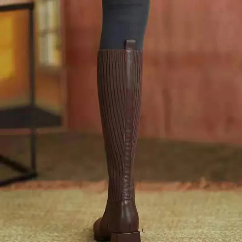 Knee-high Knitted Boots For Women Comfortable Casual Winter Style_voghion.com