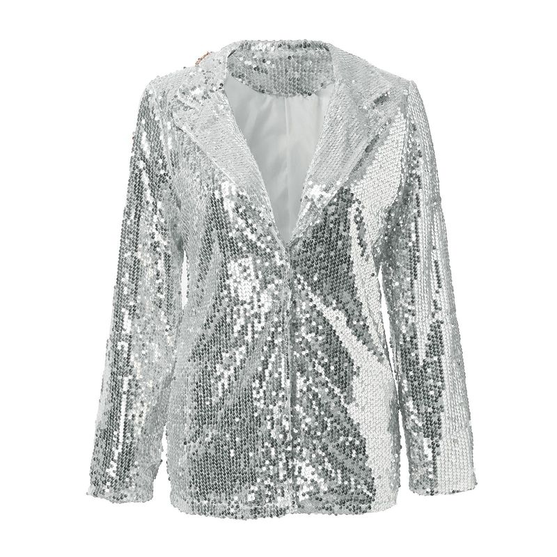 Abbigliamento da donna nuovo stile pendolare cardigan bavero manica lunga paillettes casual abito_voghion.com