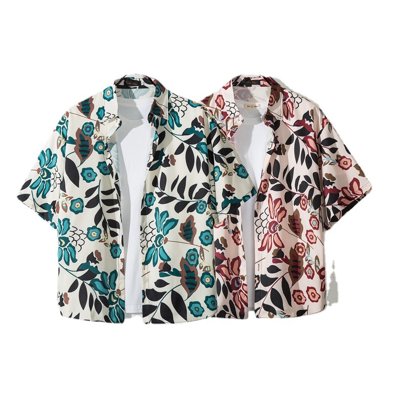 Herren Strand Hemd Set Hawaii Blumen Look Für Den Urlaub_voghion.com