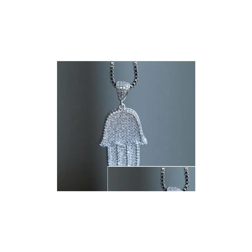 Anhänger Halsketten Hohe Qualität Hip Hop Bling Box Kette 24 Frauen Männer Paar Gold Silber Farbe Euro Out Hamsa Hand Halskette_voghion.com