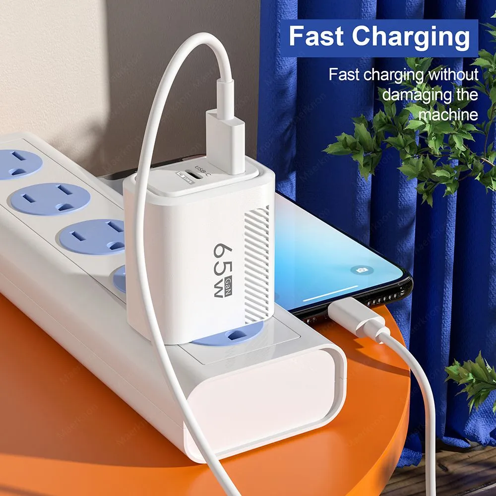GaN 65W USB Type C Fast Charging Mobile Phone Adapter Quick Charger For Samsung S23 Ultra Xiaomi Huawei IPhone 14 13_voghion.com