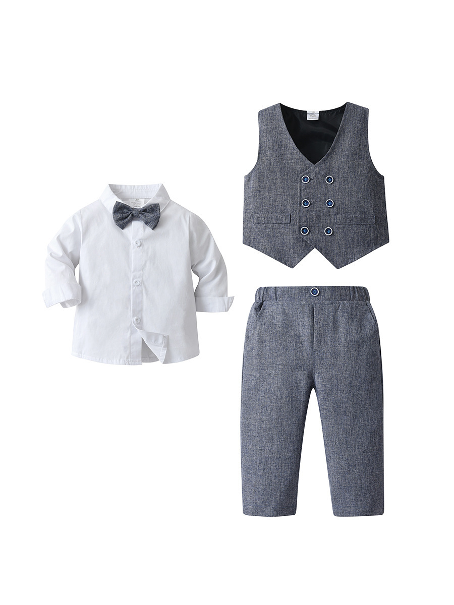 Mother&Kids Children's clothes Boys long-sleeved baby suit gentlemen vest three-piece children's suit_voghion.com
