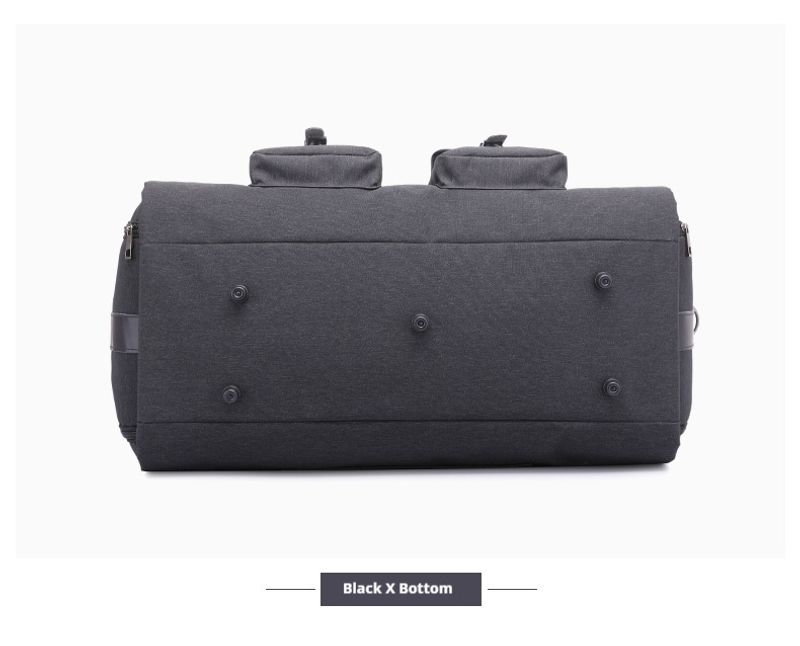 Schwarze neue faltbare Aufbewahrungsreisetasche mit großem Fassungsvermögen, modische wasserdichte Fiesstasche,_voghion.com