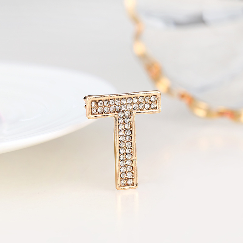 Spilla versatile con lettere inglesi in strass, stemma con fiore sul petto, luce antiscivolo, alla moda per uomo e donna_voghion.com