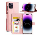 Capa tipo carteira de couro com suporte magnético para 14 Pro Max (ouro rosa)_voghion.com