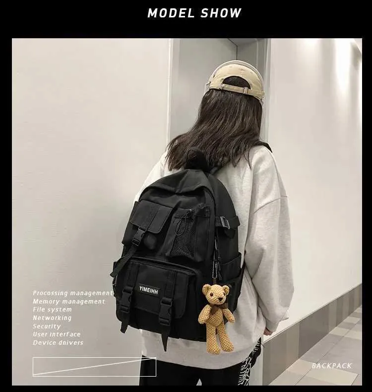 Sac à dos à poches multiples pour hommes, sac de styliste en toile avec boucle, sacs à dos d'ordinateur portable pour adolescents, sacs d'école pour étudiants_voghion.com