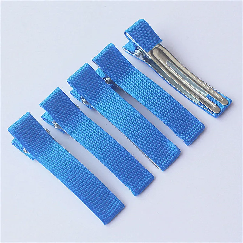 300pcs 5cm Grosgrain Ribbon Lined Alligator Hairpins for Princess Girls Ponytail Clips Children Metal Hair Barrettes_voghion.com