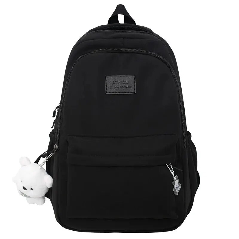 Waterproof Teenage Bookbag Nylon Rucksack Fashion Girl Backpack Women Shoulder Bag High School Schoolbag Black_voghion.com