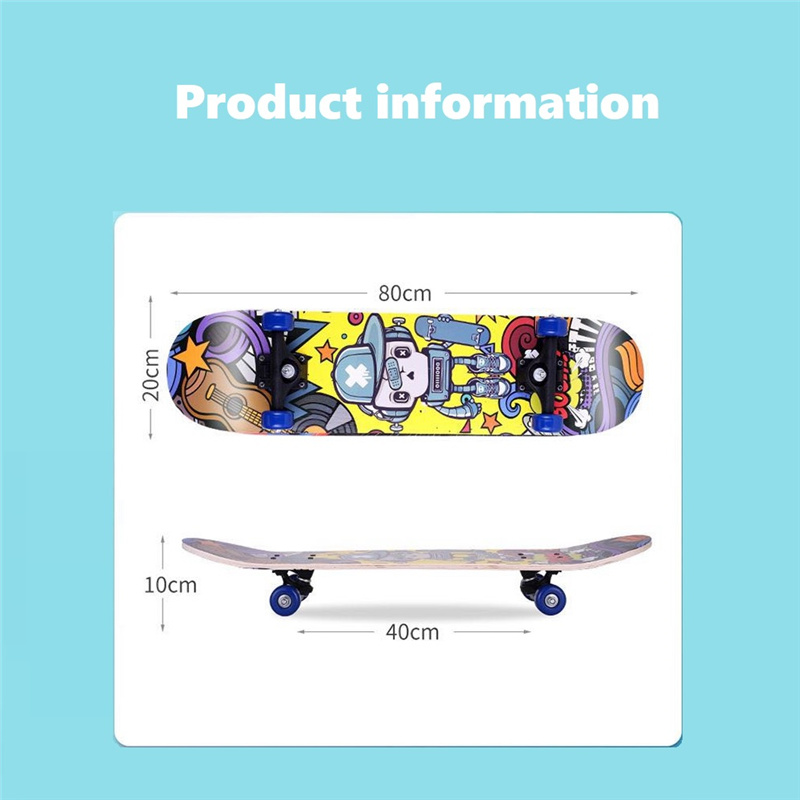 【Populär Kategorien】 Véier-Rad Skateboard Männer a Fraen Ufänger Duebel Rocker 3-8 Joer Kanner Scooter 80cm_voghion.com