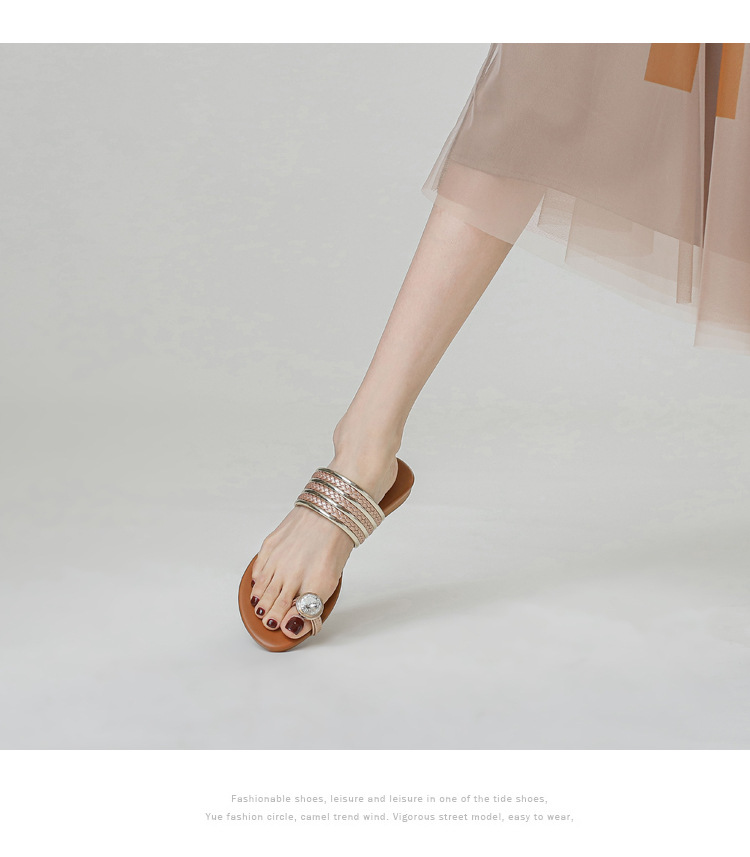 Sandali romani con fibbia a una parola con fibbia a diamante per donna, scarpe da donna intrecciate alla moda e comode_voghion.com