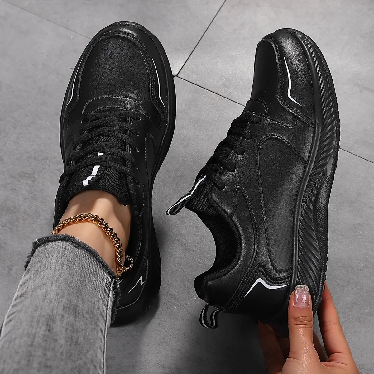 Pantofi sport pentru femei, pantofi de tenis la modă, confortabili, sport, pantofi casual de primăvară-vară, pantofi pentru femei din PU, 240809_voghion.com
