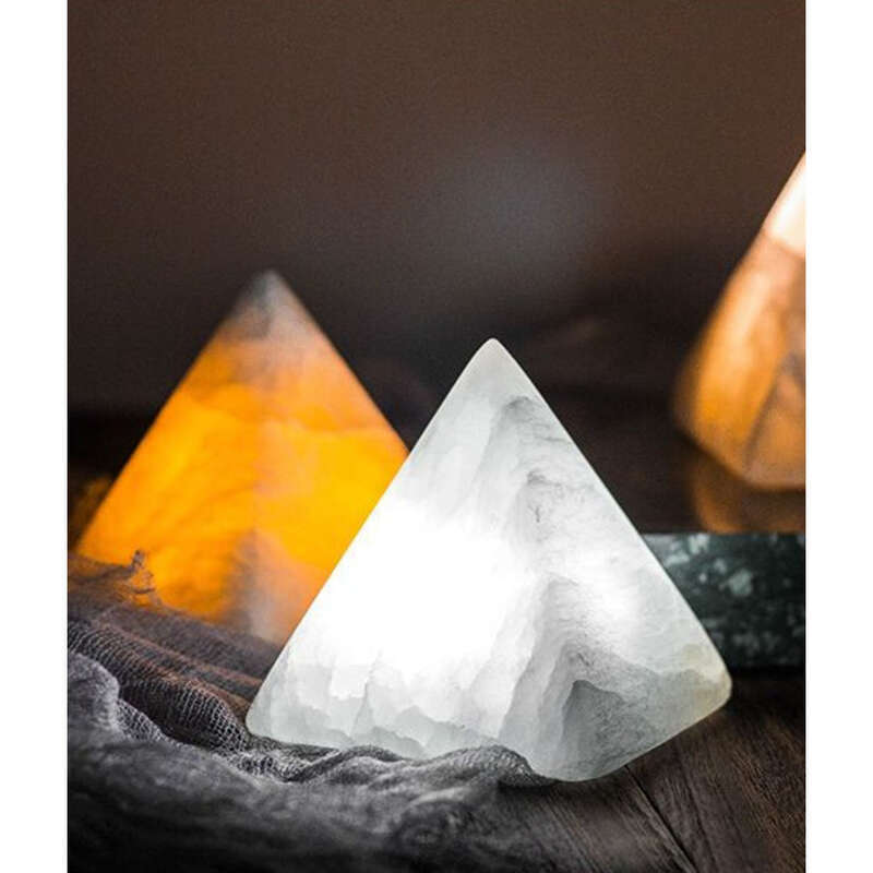 Pat de noapte mineral misterios cu piramidă, lampă de birou modernă simplă, cu încărcare prin inducție, lumină de somn pentru dormitor_voghion.com
