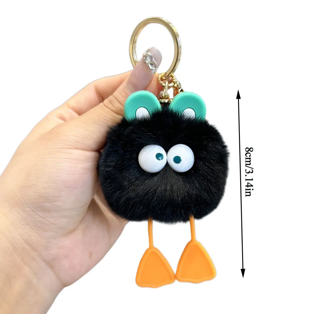 Portachiavi carino a forma di anatra soffice, con pompon in 3D, con ciondolo a forma di bricchette, per ragazze, con portachiavi, decorazione per custodia per auricolari._voghion.com