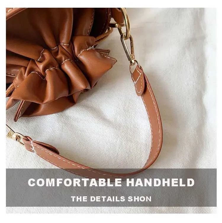 Damen Umhängetasche Cyder PU Leder Bucket Crossbody Bag Lässige Drstring Handtaschen Geldbörse für Reisen Shoppin241104_voghion.com