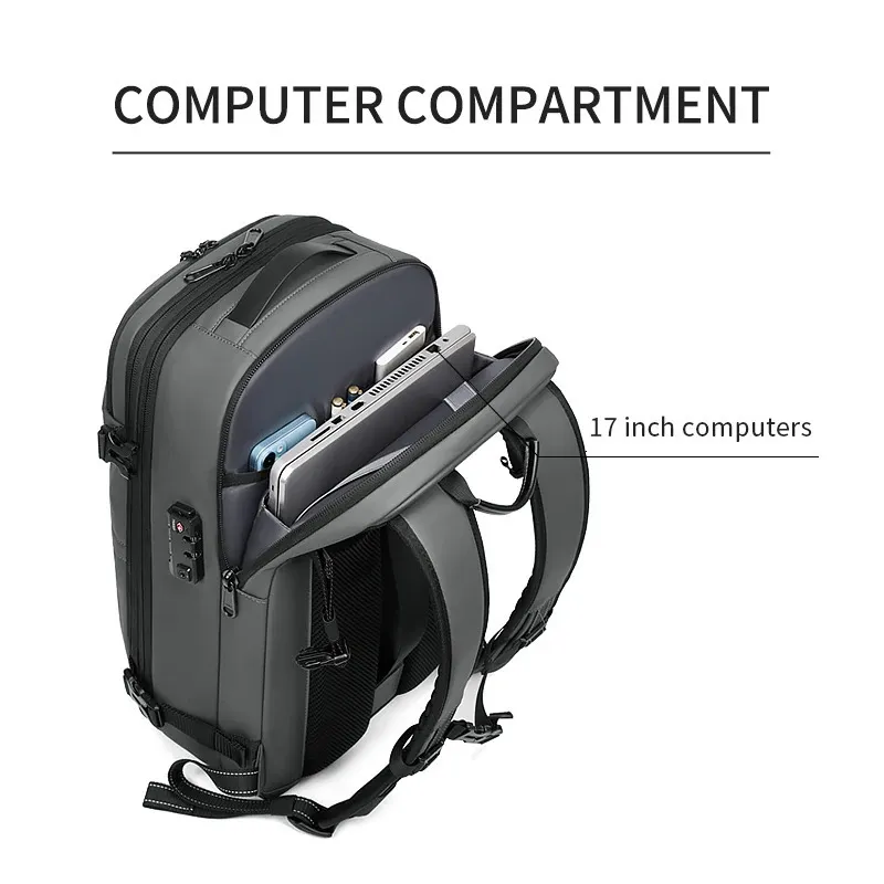 Men Travel vacuum compression 17 inch Laptop Business Large Capacity school Backpack Expanded Hiking backpack 241115_voghion.com