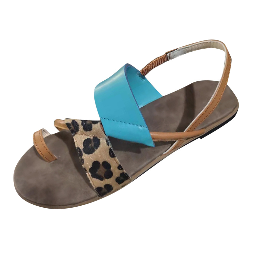 Bohemian Leopard Print Flat Sandals Women's Beach Slippers_voghion.com