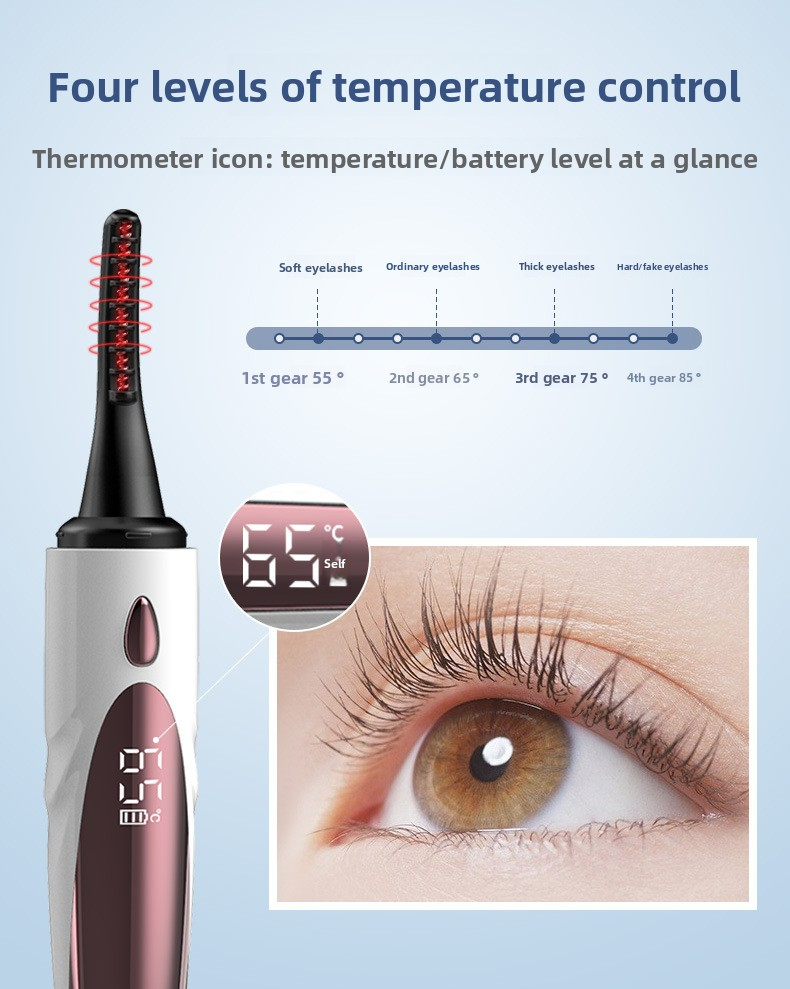 Rechargeable Heated Eyelash Curler - 4-Speed Temperature Control With LED Display For Long-Lasting Curl_voghion.com