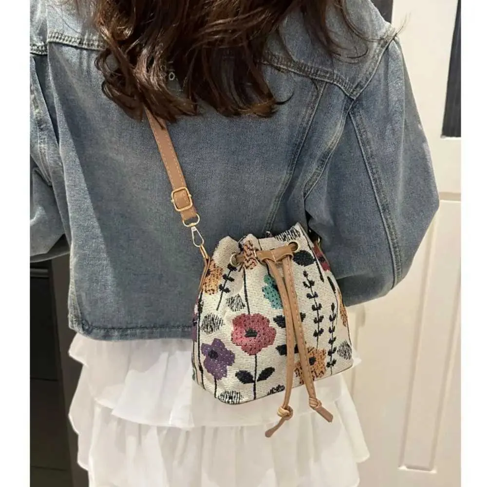 Fashion en Fabric Bucket ral Ethnic Style Crossbody Bag Handbag WomenC241021_voghion.com