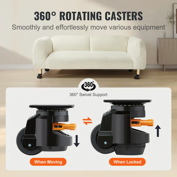 Heavy Duty Adjustable Leveling Casters With 360 Degree Swivel Base_voghion.com