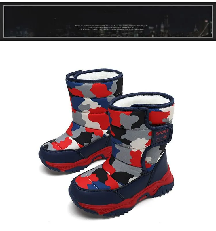 Winter Kids Plush Waterproof Fabric Non-Slip Girls Boys Rubber Sole Toddler Snow Fashion Warm Cutefeet Children Outdoor_voghion.com