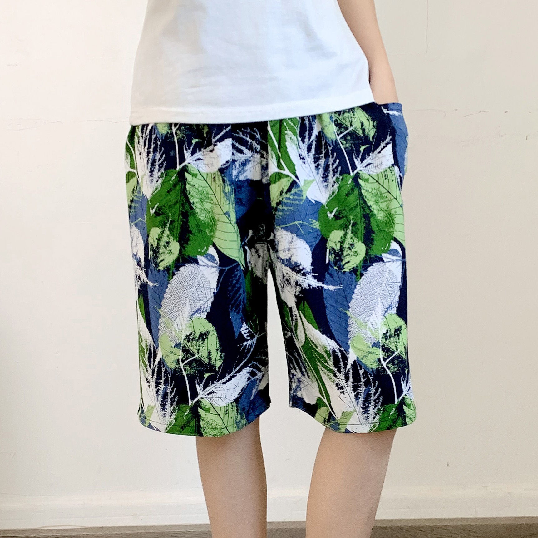 Men's Sleep Cotton pajama pants Thin rayon shorts Baggy plus quarter pants beach pants_voghion.com