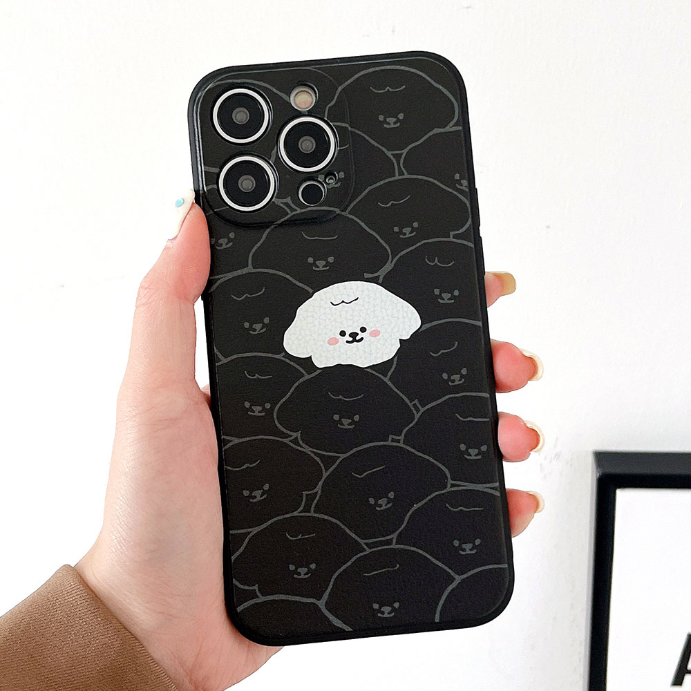 Für iPhone 15 14 13 12 11 PRO MAX XR XS X 8 7 6 6S PLUS SE 2020 Mini Originalität Einfache süße Cartoon-Welpen-Schwarz-Weiß-Kamera-Schutzhülle_voghion.com