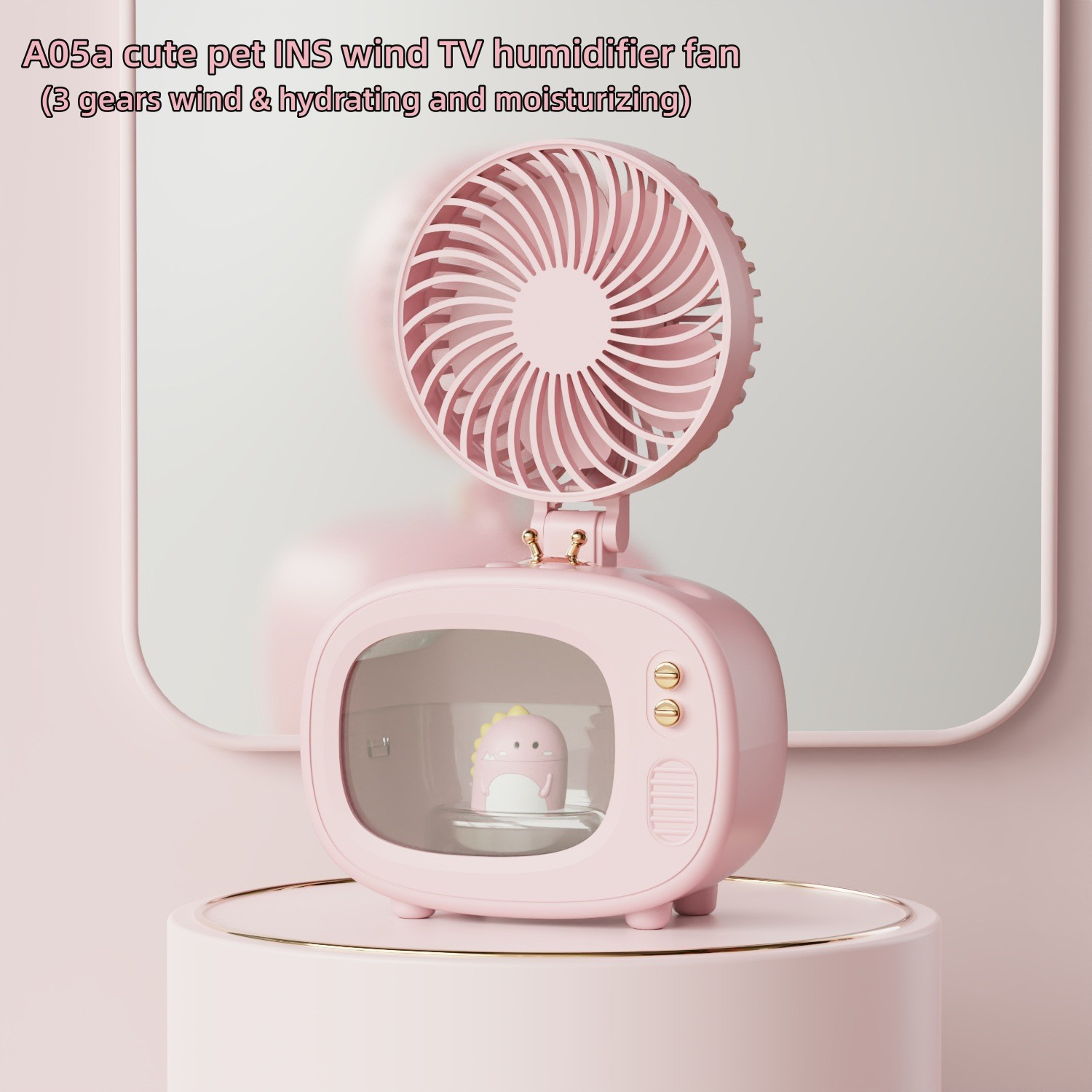 New TV Desktop Fan Creative Spray Fan Small Portable Humidification Refrigeration USB Rechargeable Silent Gale Battery Operated_voghion.com