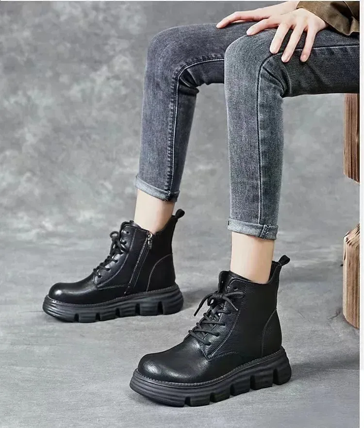 Bottes Martin pour femmes, semelle épaisse, automne/hiver, petites, amincissantes, tendance, en caoutchouc, montantes, 240719_voghion.com
