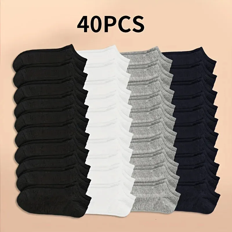 Calcetines largos para hombre, lisos, ligeros, de corte bajo, holgados, en blanco y negro, en gris, talla 10/20/40 (241108)_voghion.com