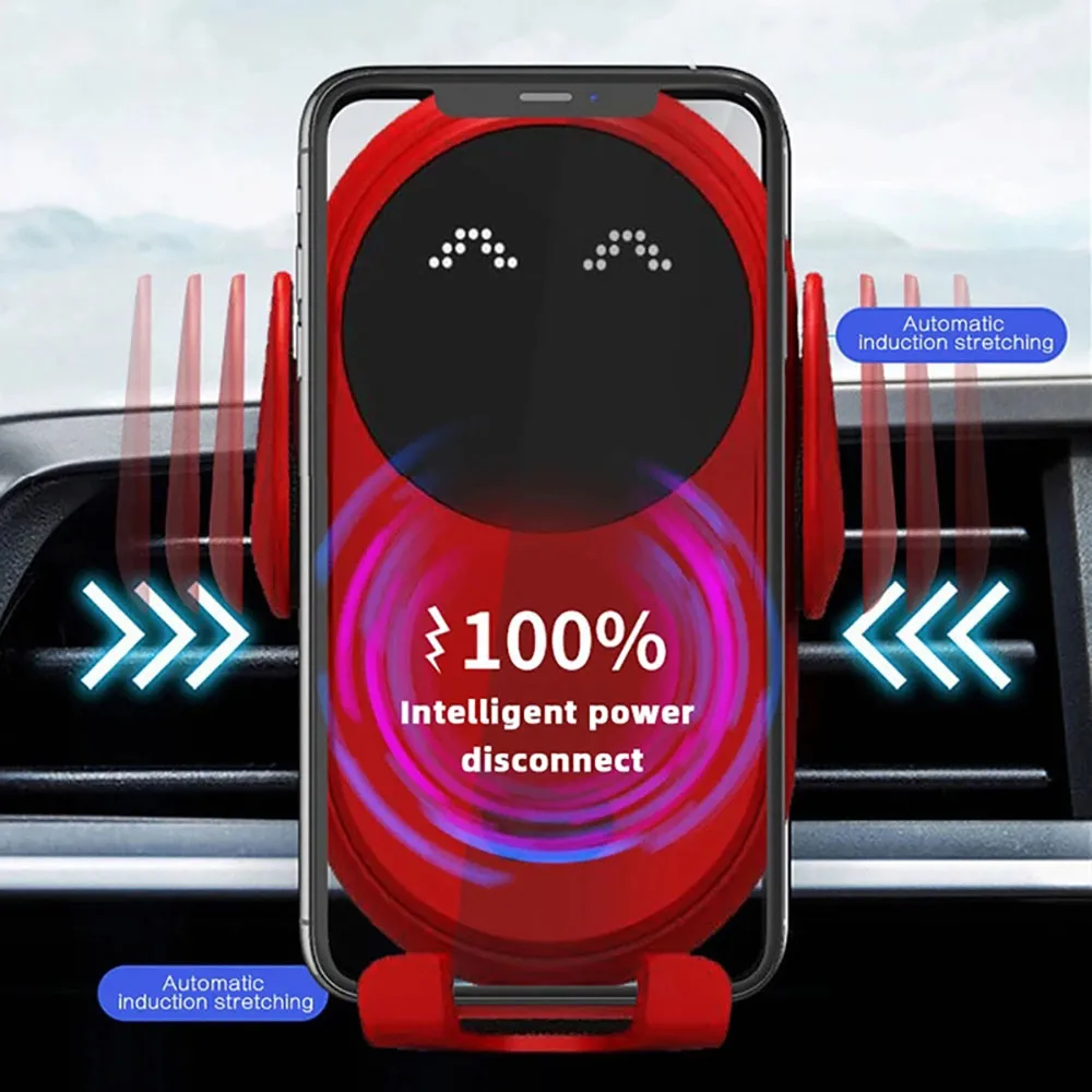 S11 10W Qi Wireless Charging Stand Charger Auto Infrared Sensor LED Mobile Phone Holder In Car Mount Air Vent_voghion.com