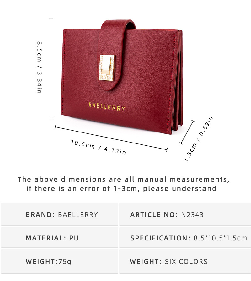Baellerry new ladies card holder Korean style fashion buckle coin purse versatile light and compact wallet wholesale_voghion.com