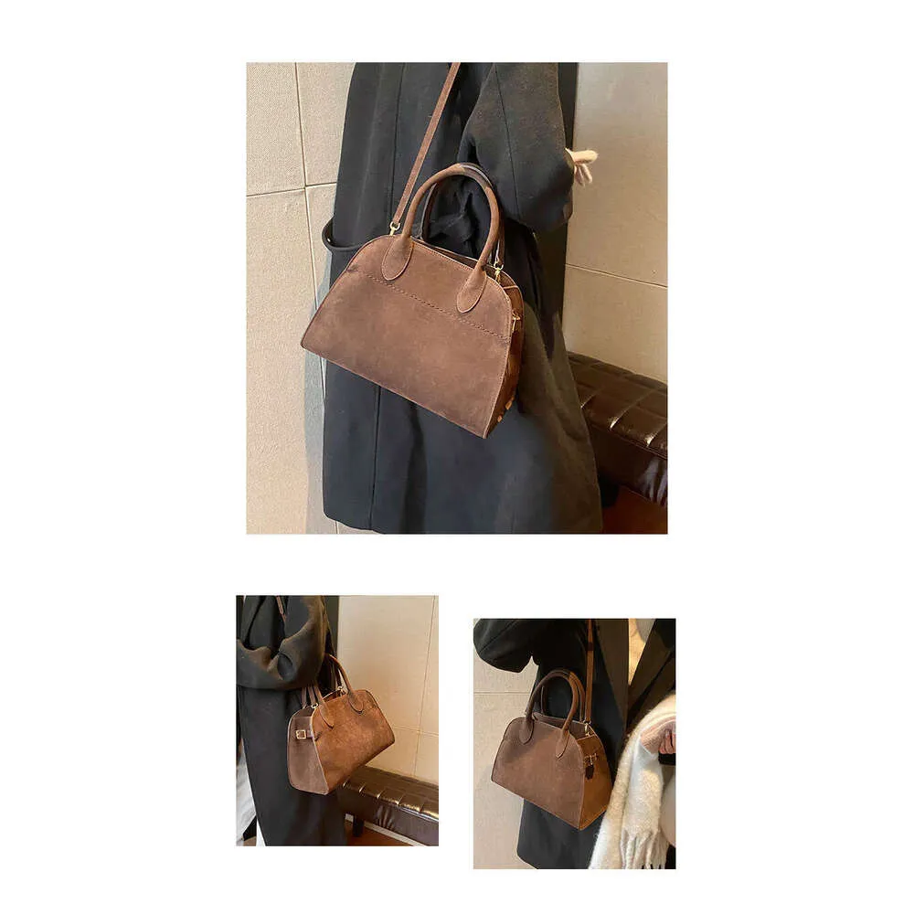 Borsa a mano retrò di grande capacità, nuovo stile, in pelle scamosciata leggera, alla moda francese, a tracolla singola, da donna, stile da strada_voghion.com