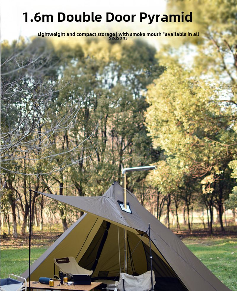 Camping în aer liber 15D cu o singură față din silicon pentru două persoane, ultra-ușor, plus perdea de cer, cort piramidal două în unu_voghion.com