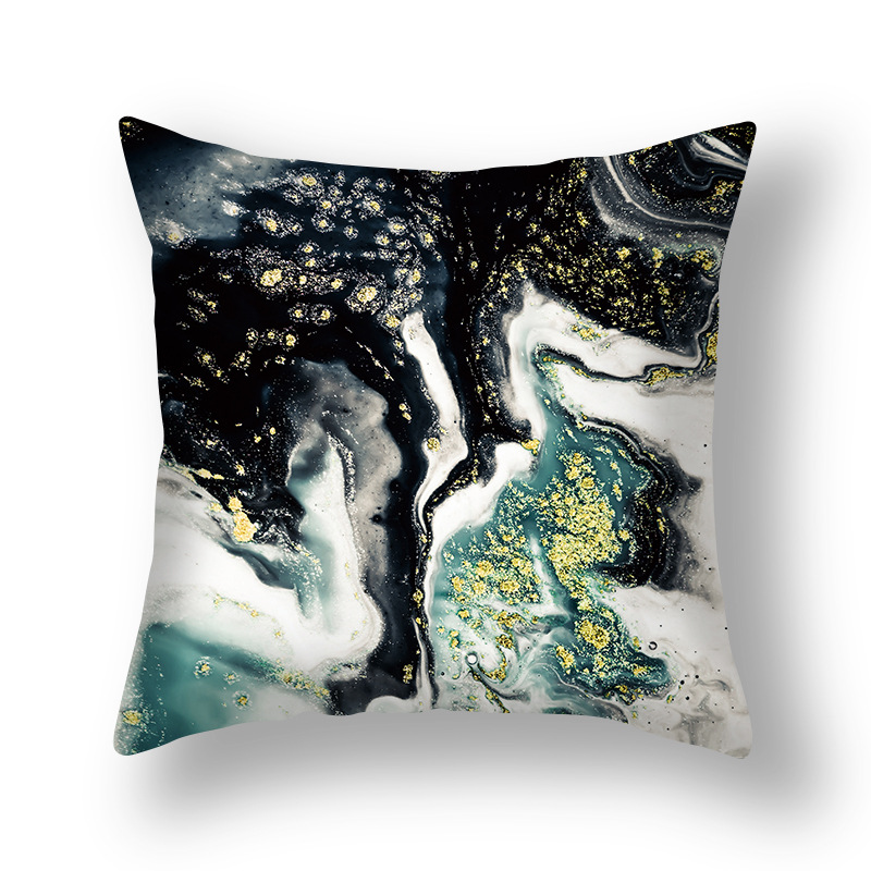 Nuovo cuscino astratto nordico oro verde dorato federa modello inchiostro divano soggiorno comodino_voghion.com