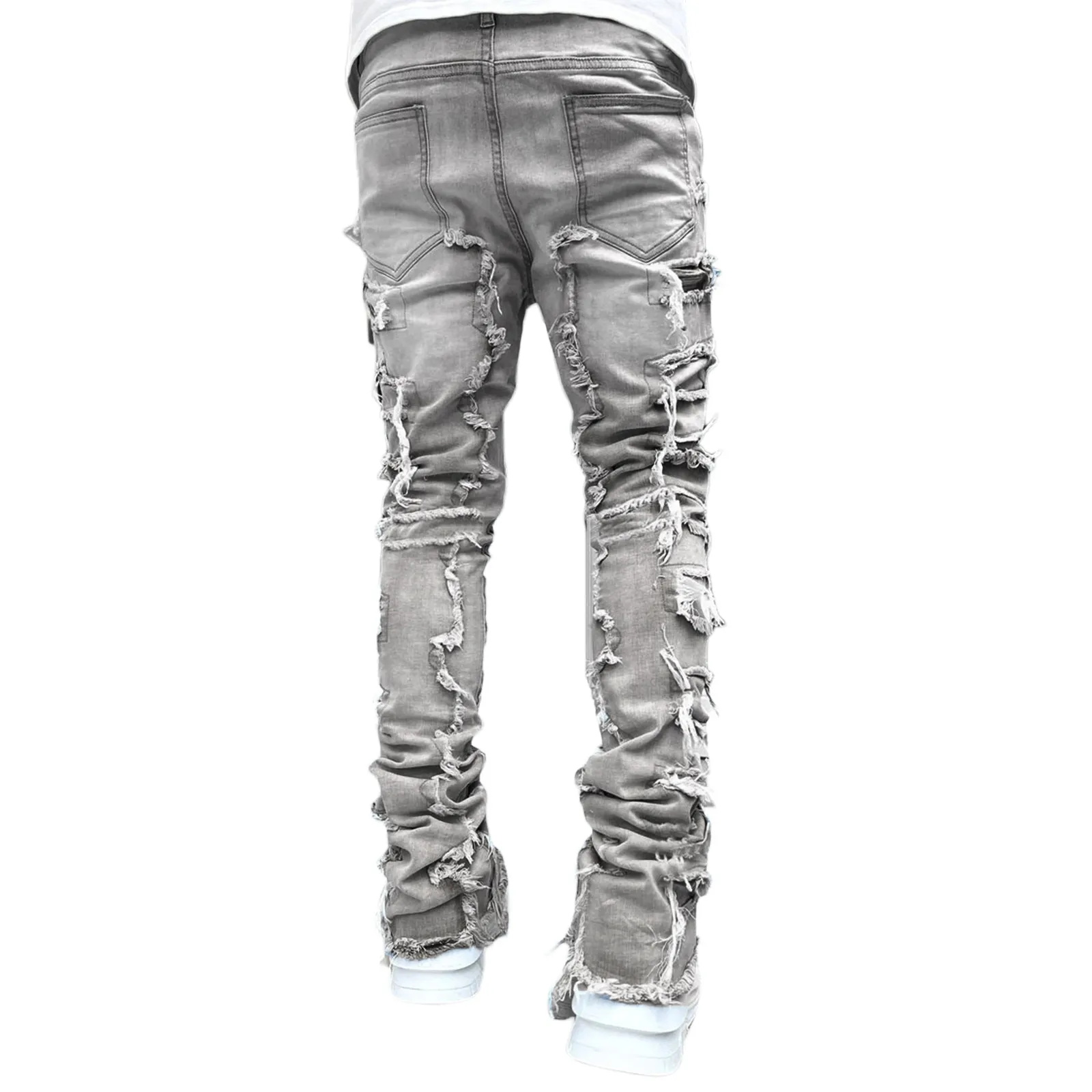 2024 New mens designer jeans Loose pants high waist Ripped High Street Retro Paint Spot Patch Hole Denim Streetwear silm_mkmklike.com