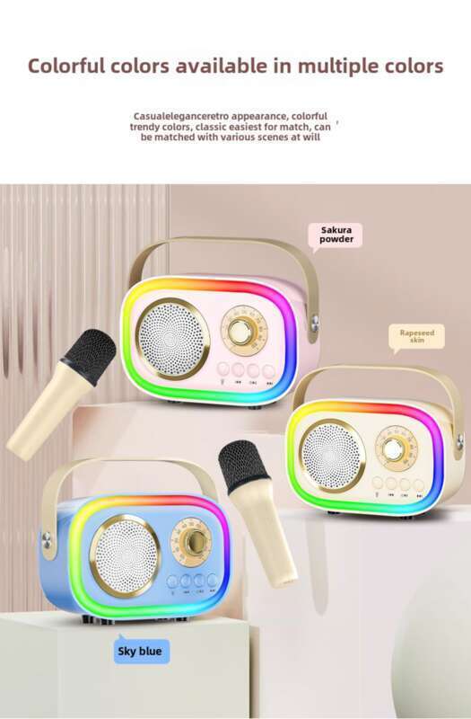 New GS_K5 Wireless Bluetooth Karaoke Player Integrated Sound System, Dual Microphone With Lights, KTV Small Speaker_voghion.com
