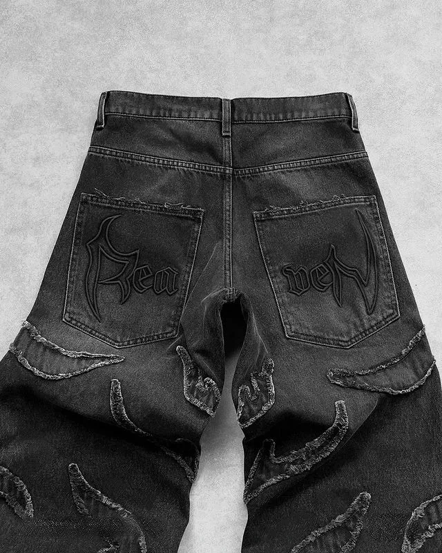 Baggy Jeans voor Heren Y2k Hip Hop Distressed Retro Zwarte Broek Oversized Borduurwerk Haruku Gothic Wijde Pijpen Broek_voghion.com