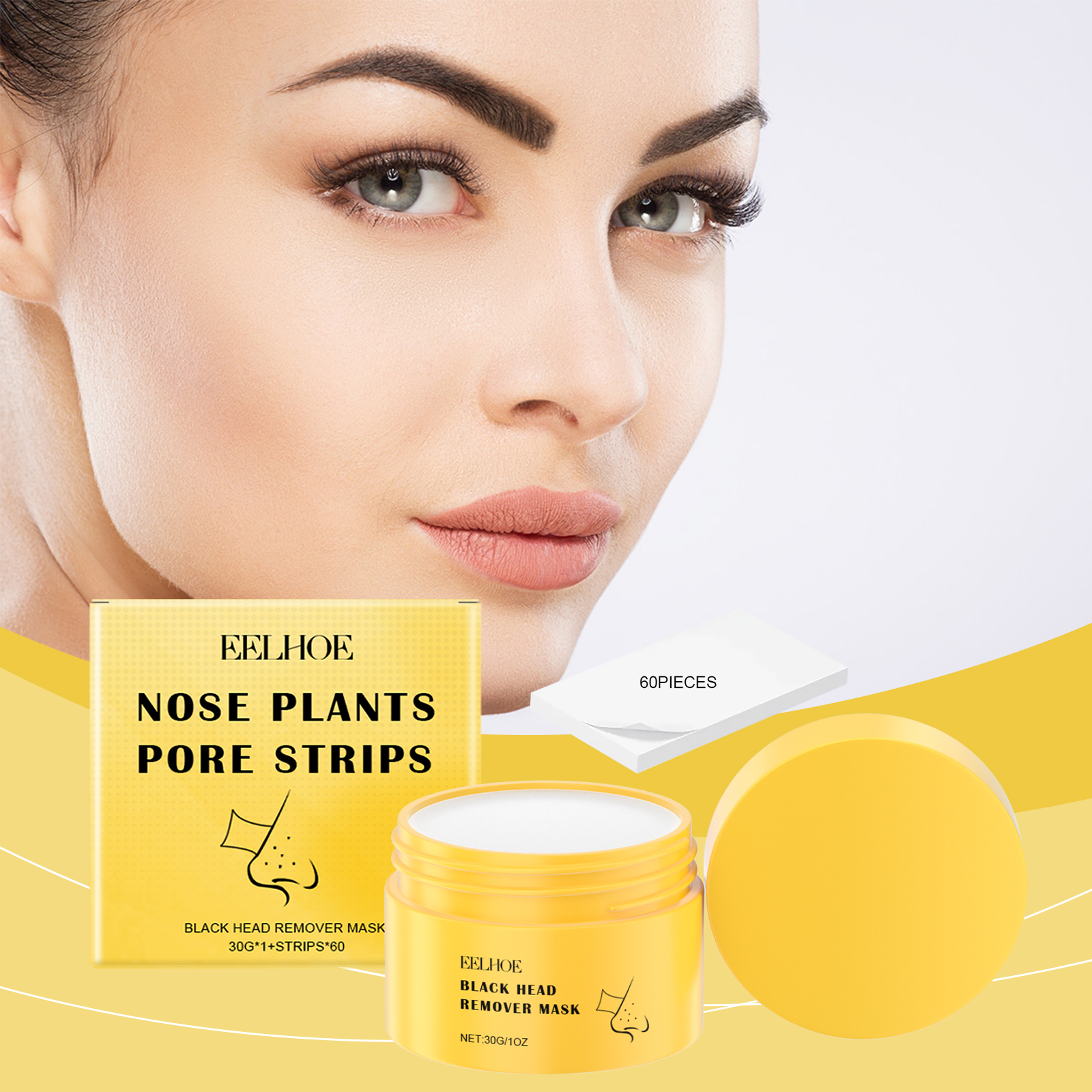 EELHOE Blackhead Cleansing Nose Patch Gently Cleanses T Zone Pores, Acne Moisturizes Skin And Tears Nose Mask_voghion.com