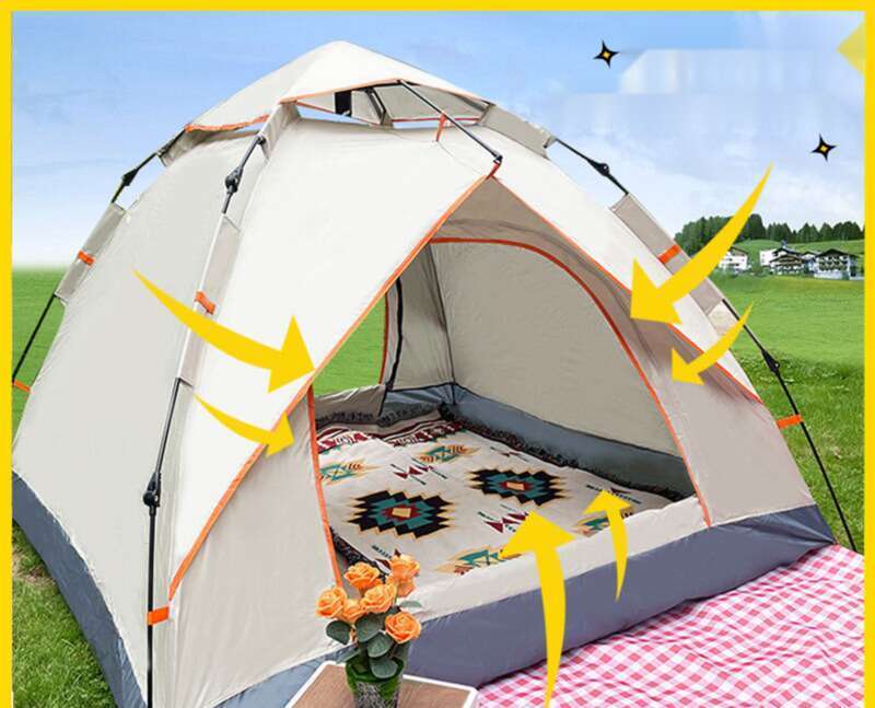 【 Samling af 5033 】 Foldbart bærbart fuldt automatisk hurtigtåbnende telt 3-4 personer selvkørende tur udendørs camping_voghion.com