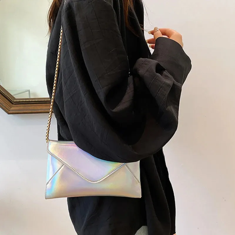 Pochette enveloppe en cuir PU brillant, sac à main classique Dr Purse pliable, sac messager de soirée pour femme 240824_voghion.com