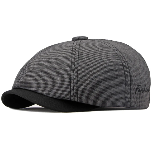 Hot Sale Hot Sale HT4168 Baretten Lente Zomer Caps voor Mannen Vrouwen Kunstenaar Schilder Achthoekige Hoed Platte Mannelijke Vrouwelijke Geruite Baret Cap_voghion.com