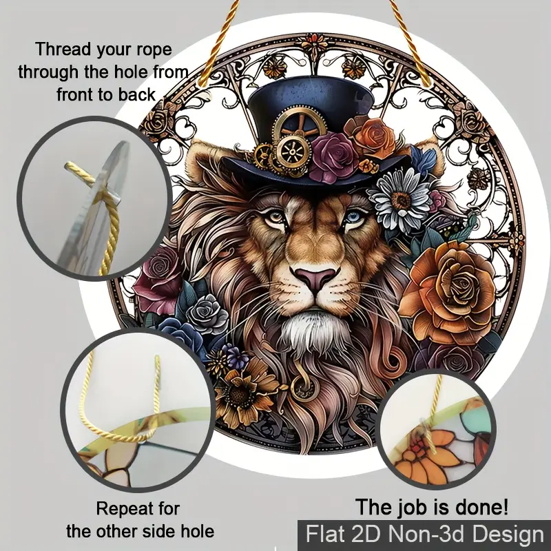 Attrape-soleil animal gentleman – Art acrylique fantaisiste 8 x 8 pouces. Décoration charmante pour salons, jardins ou comme cadeau pour les amoureux des animaux._voghion.com