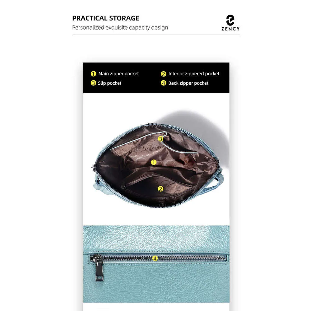 Zency Small Leather For Women Simple Casual Handba With Zip Pockets Adjustable Strap Shoulder Cross Body Purse Roomy_voghion.com