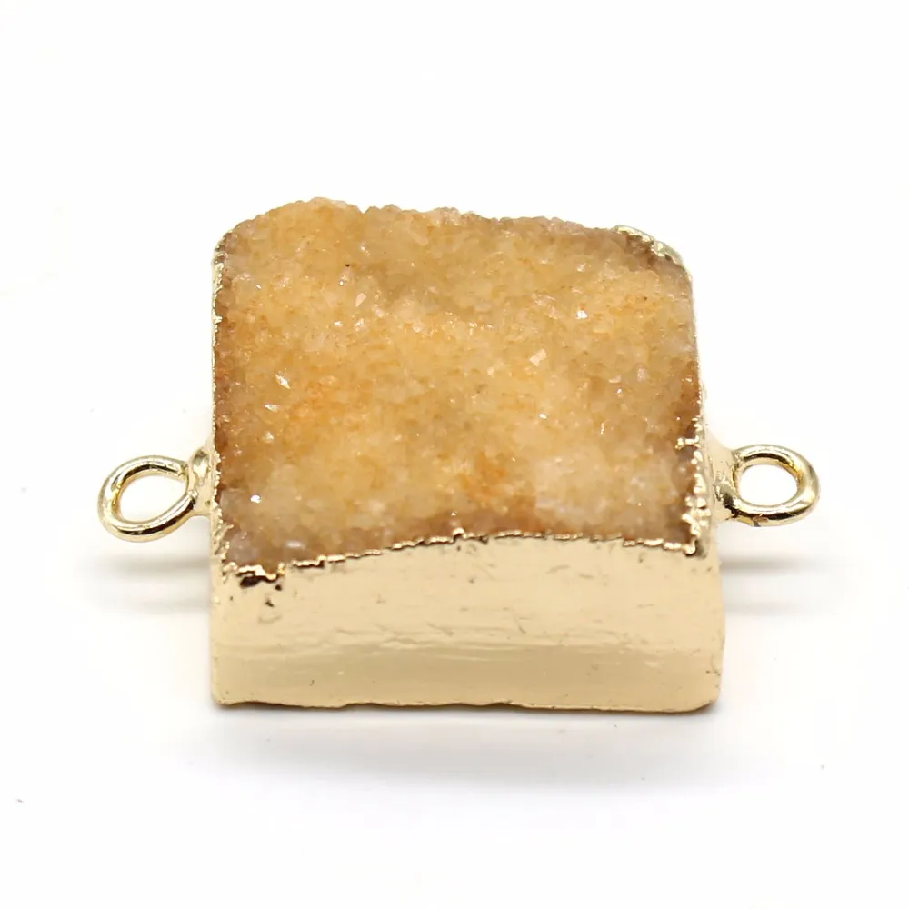 Colliers pendentifs 100-Unique 1 pièce couleur or jaune clair forme irrégulière rectangle cristal teint plusieurs couleurs double_voghion.com
