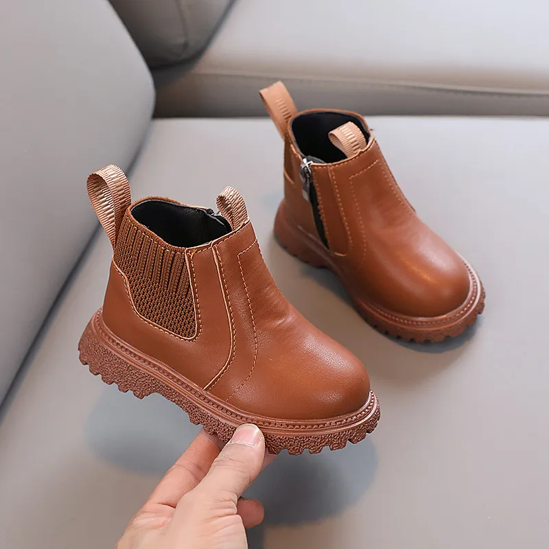 Fashion Kids PU Leather New Winter Children's Shoes Kidsnest Boys Girls Anti Slip Foot Warmer Toddler Snow Boots Size US_voghion.com