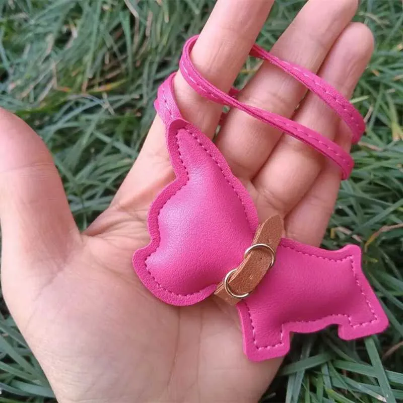 Punk Herren Auto Französische Bulldogge PU Leder Hund Nette Frauen Tasche Anhänger Schmuck Schnalle Schlüsselanhänger Y241121_voghion.com